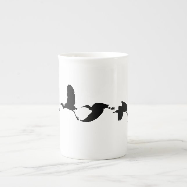 Tasse En Porcelaine oiseaux-volants-animaux-silhouette (Devant)