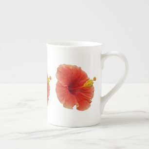 Tasse En Porcelaine Orange Hibiscus Fleur Tropical Floral
