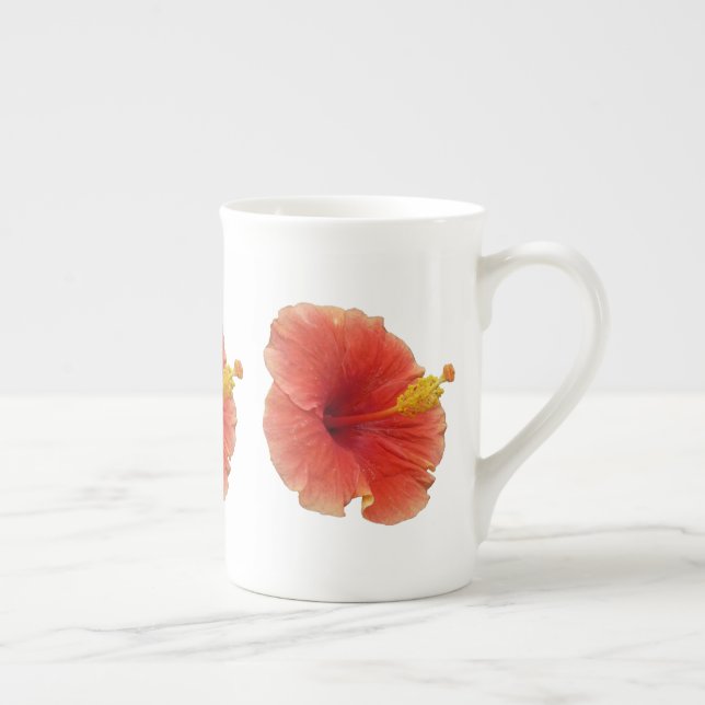 Tasse En Porcelaine Orange Hibiscus Fleur Tropical Floral (Droite)
