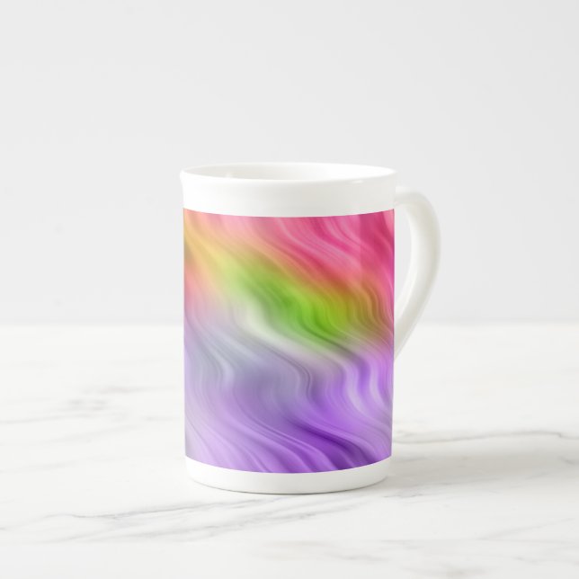Tasse En Porcelaine Orchidée violette texture ondulée (Devant droit)