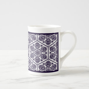 Tasse En Porcelaine Oriental bleu turc Rosette géométrique Vector Art