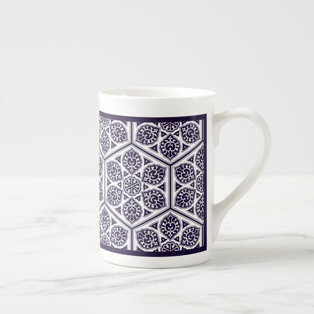 Tasse En Porcelaine Oriental bleu turc Rosette géométrique Vector Art (Droite)