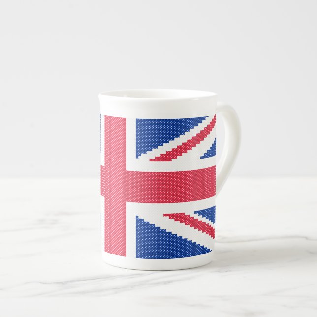 Tasse En Porcelaine Original cross-stitch design Union Jack (Devant droit)