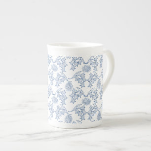 Tasse en porcelaine osseuse à impression florale e
