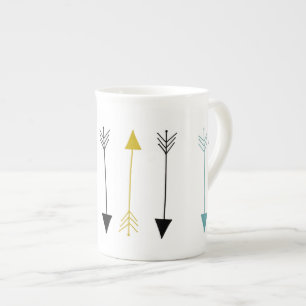 Tasse en porcelaine osseuse - Flèches tribales