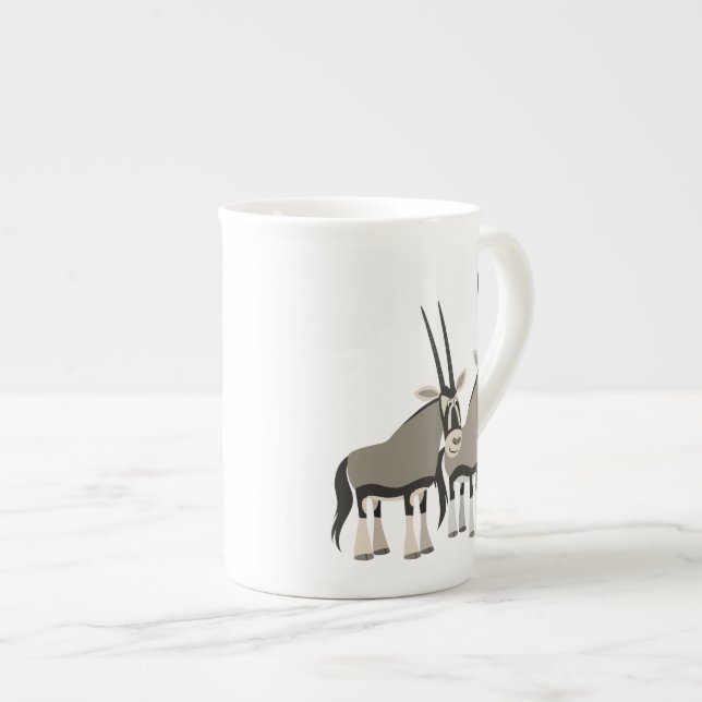 Tasse En Porcelaine Paire mignonne d'oryxes de dessin animé (Devant droit)