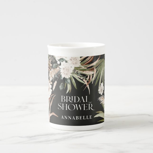 Tasse En Porcelaine Pampas de douche nuptiale noir moderne boho fête e (Devant)