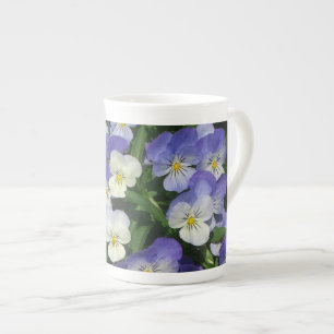 Tasse En Porcelaine Pansies violettes Jardin Floral