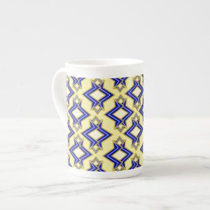 Tasse En Porcelaine Papier peint Art Déco Motif, beige et bleu