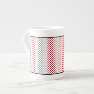 Tasse En Porcelaine Papillon Amour   Bordure Blanche Avec Points Rouge
