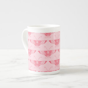 Tasse En Porcelaine Papillon Art déco stylisé - corail rose