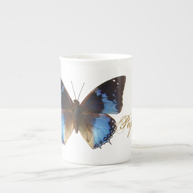 Tasse En Porcelaine Papillon bleu (Devant)