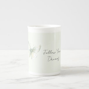 Tasse En Porcelaine Papillon de menthe suivre les rêves