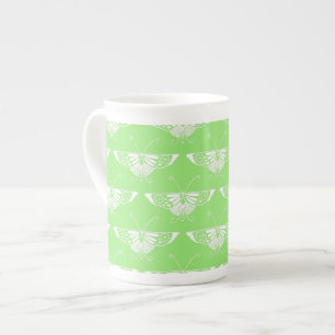 Tasse En Porcelaine Papillon Deco stylisé - vert citron