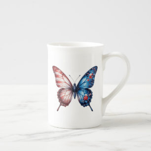 Tasse En Porcelaine Papillon du drapeau américain