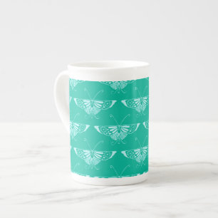Tasse En Porcelaine Papillon stylisé Déco - turquoise et aqua