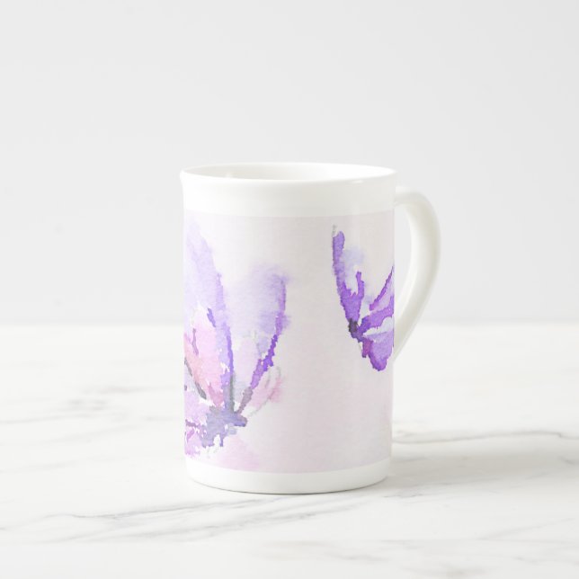 Tasse en porcelaine Papillon Violet (Devant droit)