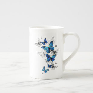 Tasse En Porcelaine Papillons volants bleus Morpho