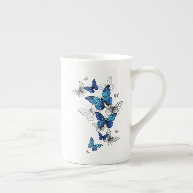 Tasse En Porcelaine Papillons volants bleus Morpho (Droite)