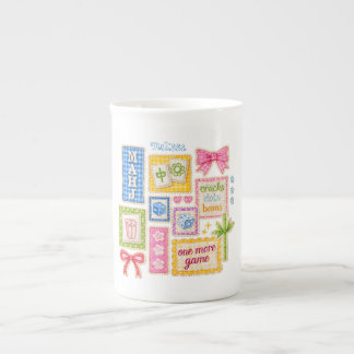 Tasse En Porcelaine Patches de Mahjong personnalisés Broderie fausse 