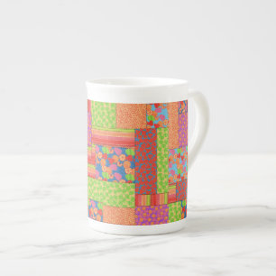 Tasse En Porcelaine Patchwork de Faux colorés de Fruits d'été Motifs