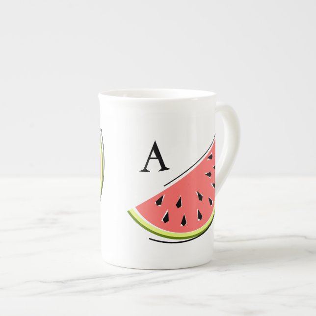 Tasse En Porcelaine Pâte de pastèque 2 monogramme (Devant droit)