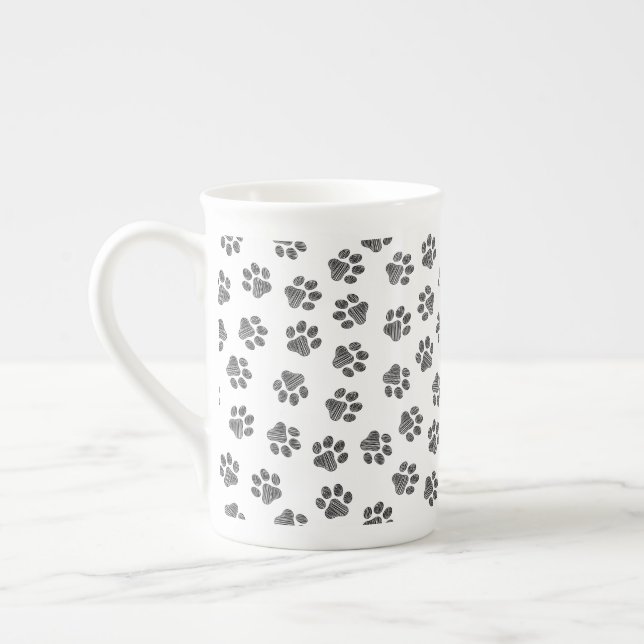 Tasse En Porcelaine Patrouilles de Doodle, Paws de Chien, Paws Noirs (Gauche)