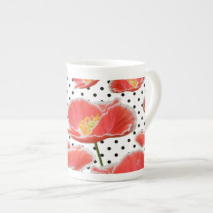 Tasse En Porcelaine Pavots et pois rouges chics élégants
