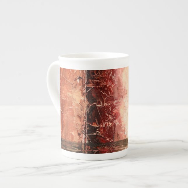 Tasse En Porcelaine Paysage rouge Abstrait (Devant gauche)