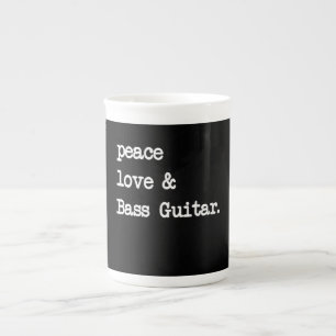 Tasse En Porcelaine Peace Love & Basse Guitare Musicien Guitaris