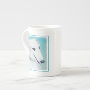 Tasse En Porcelaine Peinture de Borzoi (Blanc) - Joli Chien d'origine