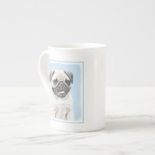 Tasse En Porcelaine Peinture de carlin - Joli art original de chien