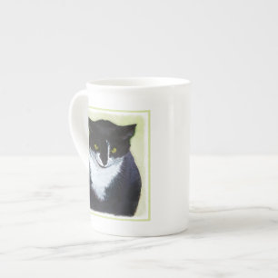 Tasse En Porcelaine Peinture de chat Tuxedo - Cute Original Cat Art