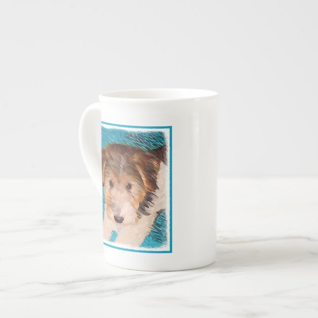 Tasse En Porcelaine Peinture de chiot Terrier Fox - Art de chien origi (Devant gauche)