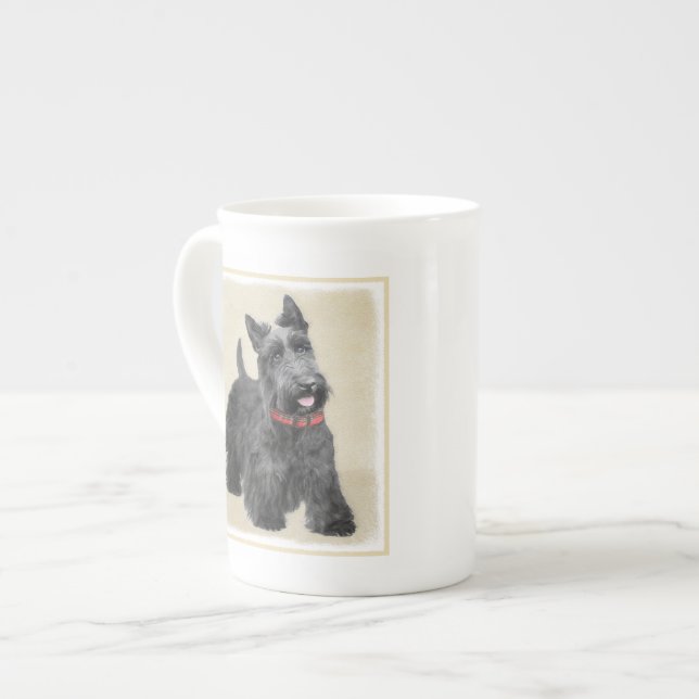 Tasse En Porcelaine Peinture de Terrier d'écossais - art original (Devant gauche)