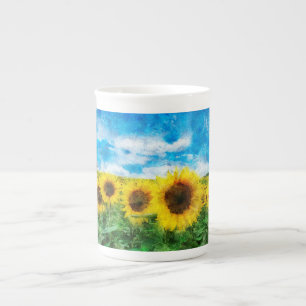 Tasse En Porcelaine Peinture de tournesols