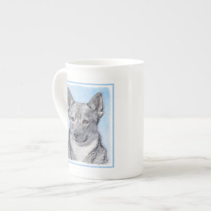 Tasse En Porcelaine Peinture de Vallhund de Suédois - art original