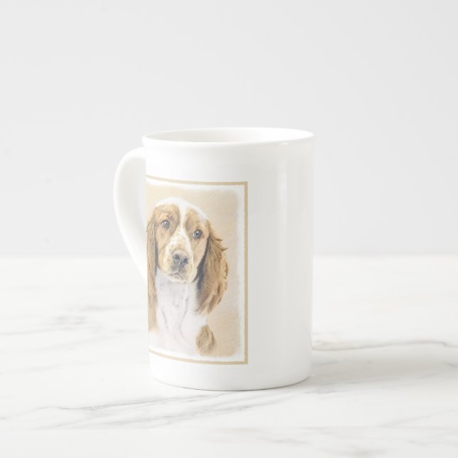 Tasse En Porcelaine Peinture d'espagnol Welsh Springer - Art original  (Devant gauche)