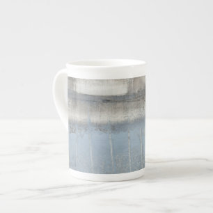 Tasse En Porcelaine Peinture grise et bleue abstraite