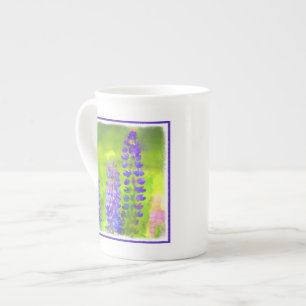 Tasse En Porcelaine Peinture Lupine - Art Fleur Original