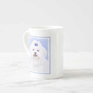 Tasse En Porcelaine Peinture maltaise - Joli art original pour chien