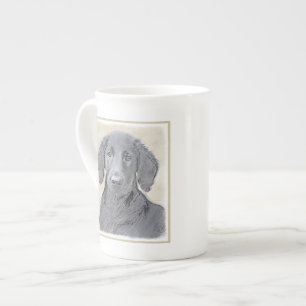 Tasse En Porcelaine Peinture Retriever à revêtement plat - Art Chien o