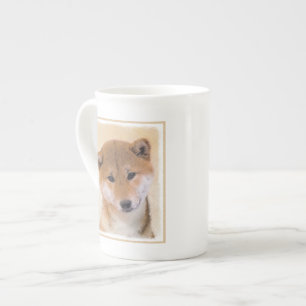 Tasse En Porcelaine Peinture Shiba Inu (Rouge) - Art Chien original