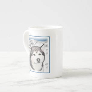 Tasse En Porcelaine Peinture sur malamute en Alaska - Beau art origina