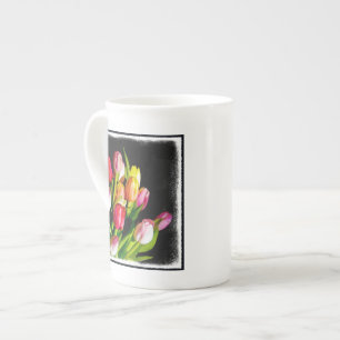 Tasse En Porcelaine Peinture Tulip - Art Fleur original