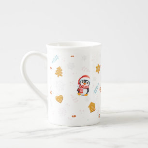 Tasse En Porcelaine Penguin Père Noël Joyeux Joyeux motif d'arbre de N