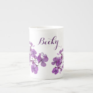 Tasse En Porcelaine Personnalisable nom Becky style rétro floral viole