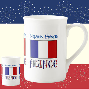 Tasse En Porcelaine Personnalisation Bleue du Drapeau Français 