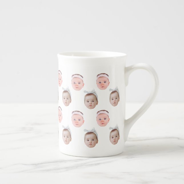 Tasse En Porcelaine Personnalisé Visage 2 Photo, Personnalisé Visage P (Droite)