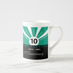 Tasse En Porcelaine Personnaliser, 10e anniversaire de travail de l'em